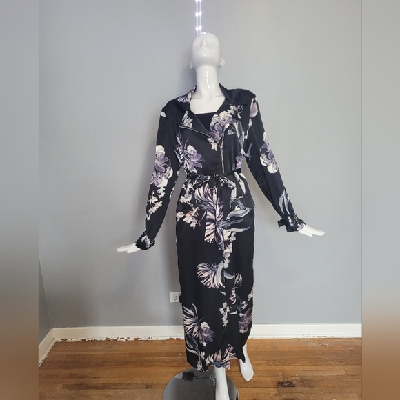 Missguided Floral Print Duster Coat, GUC, Size 8 - Picture 2 of 13